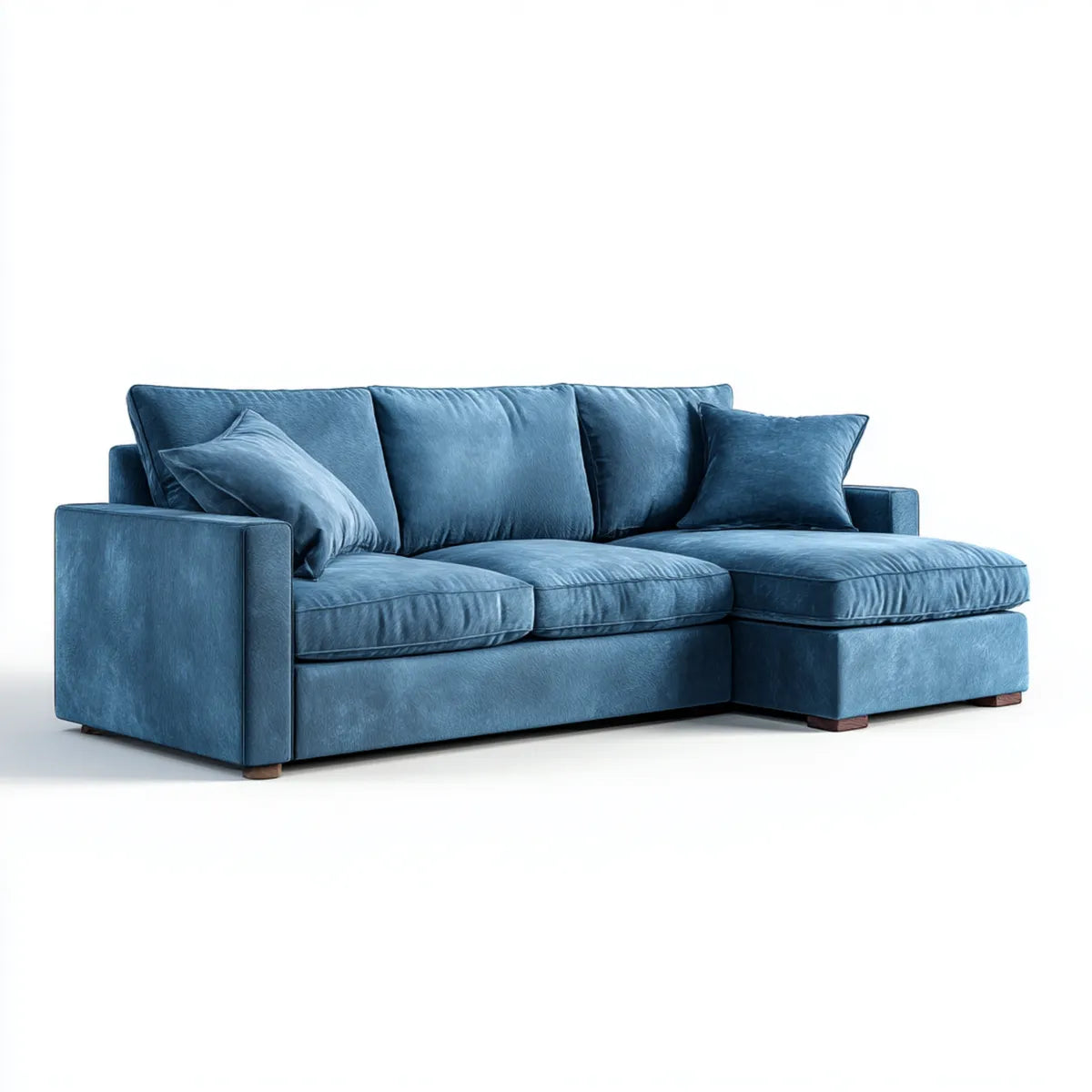 Sofa, Kanapa narożna z niebieskim szezlongiem 250 x 160 x 85 cm poliestrowy aksamit kształt litery L