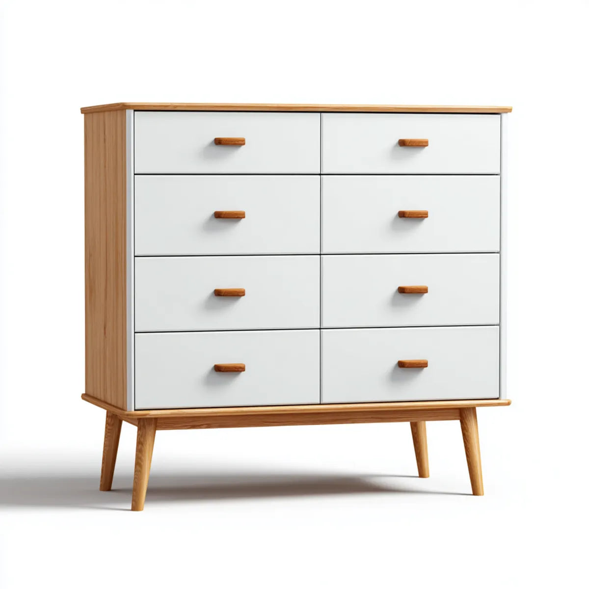 Komoda, Kostiumy z 8 szufladami Biała naturalna 120 x 40 x 105 cm MDF drewno lite prostokątne