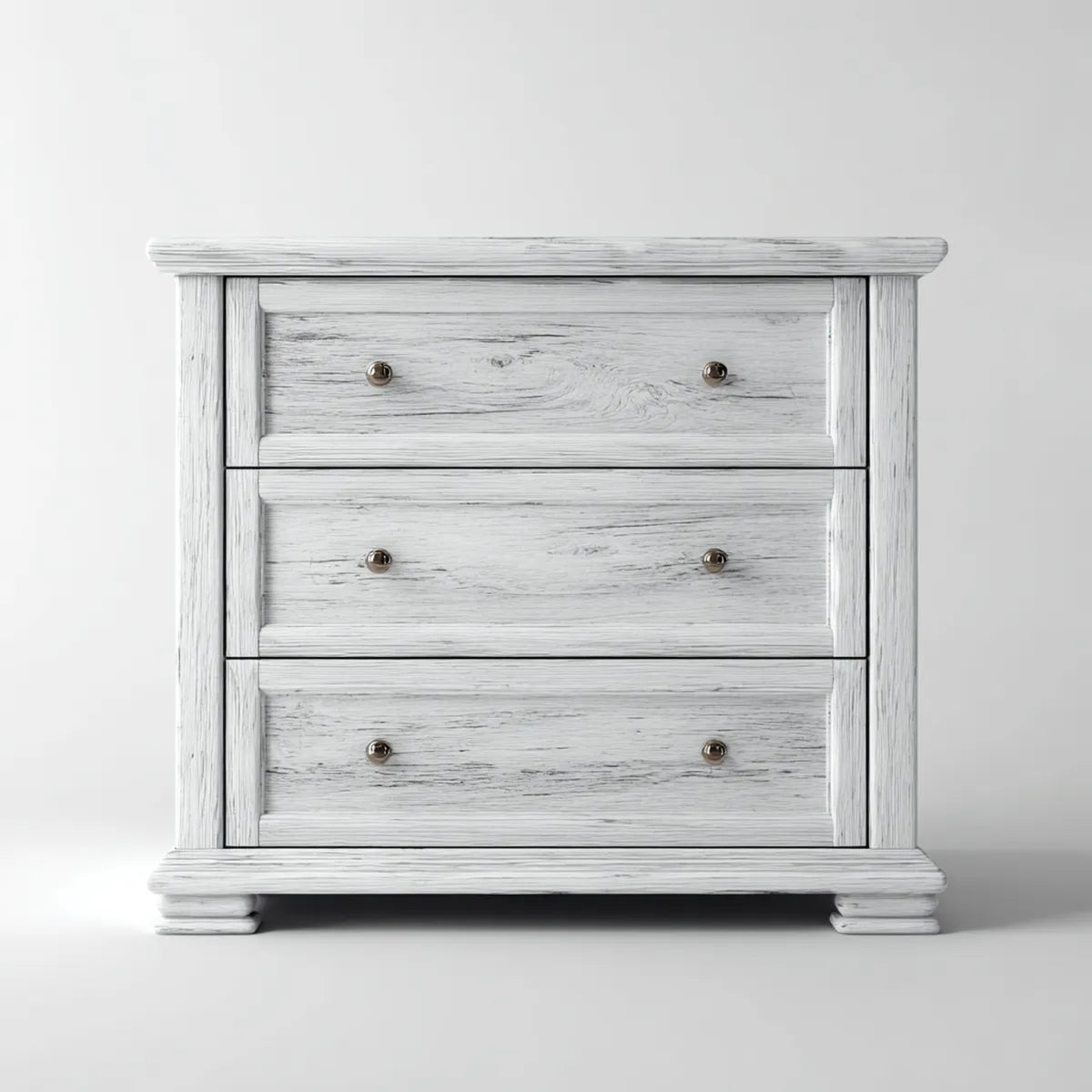 Komoda, Koszyk z trzema szufladami biały 90 x 45 x 90 cm z drewna sosnowego prostokątnego