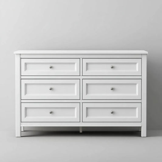 Komoda, Komora z 6 szufladami Biała 140 x 40 x 90 cm MDF Prostokątny