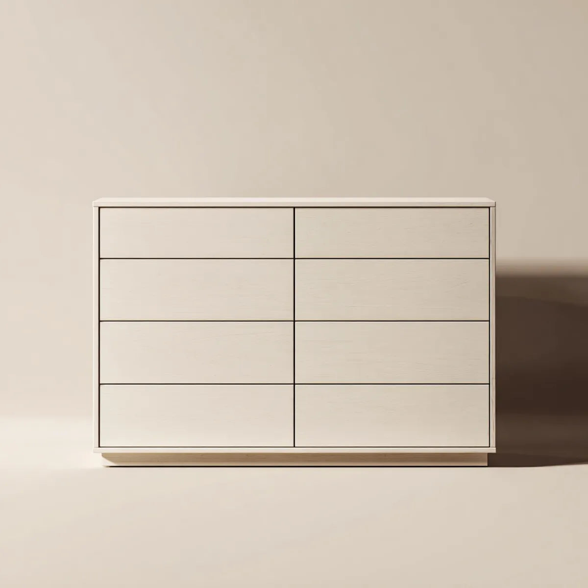 Komoda, Kredens biały z 8 szufladami z malowanego MDF prostokątnego 120 x 45 x 90 cm