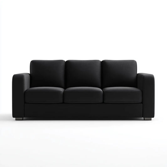 Sofa, 3- fotela czarny 180 x 80 x 85 cm PU- sztuczny prostokątna