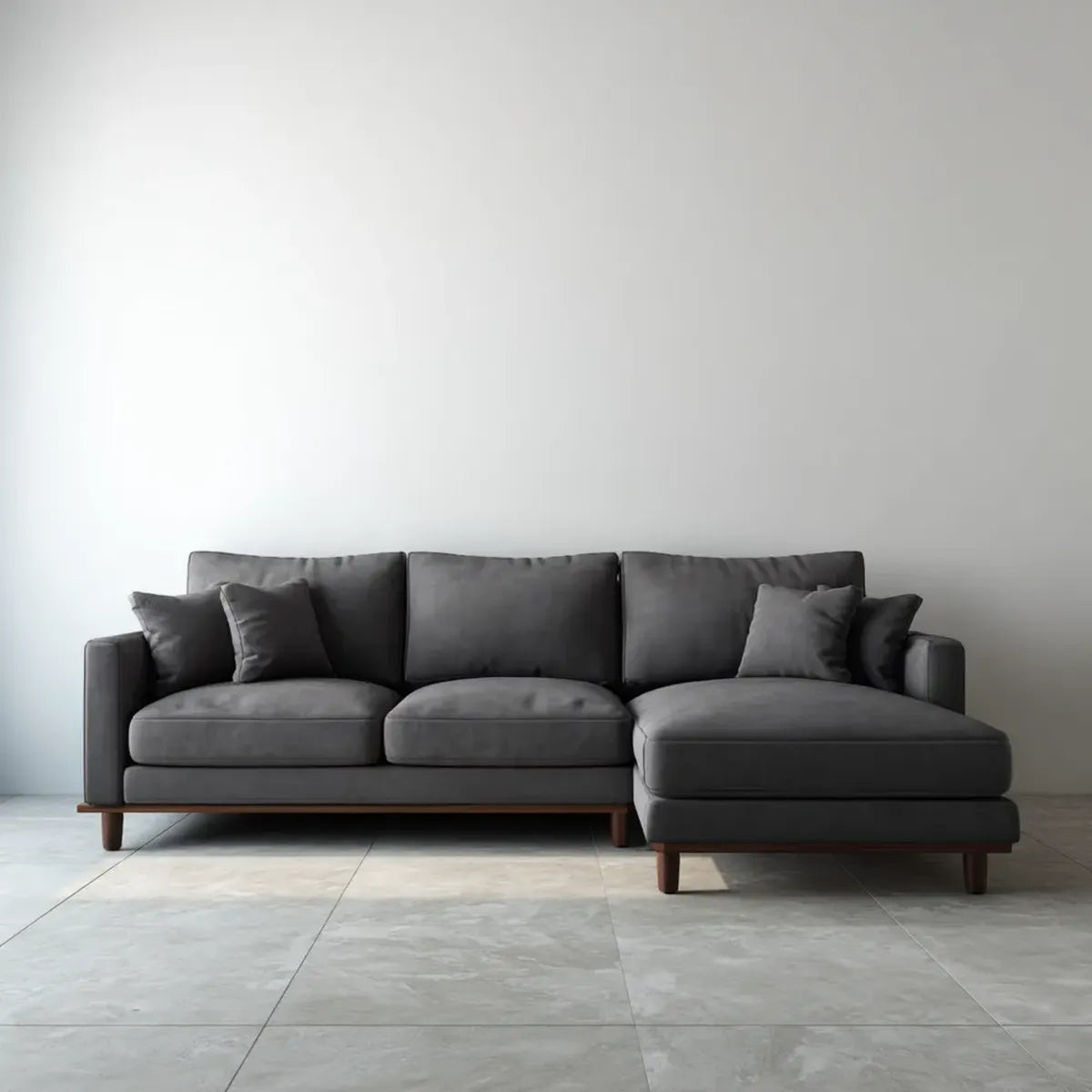 Sofa, Kanapa narożna z prawego antracytu z odwrotnikiem 270 x 165 x 85 cm poliester L-forma