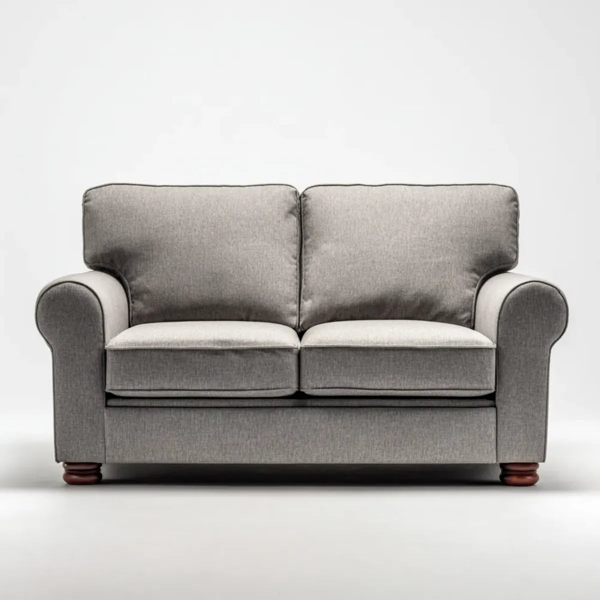 sofa 2-osobowa szara 145 x 85 x 90 cm poliestrowa warstwa wyściełana z pianki prostokątnej