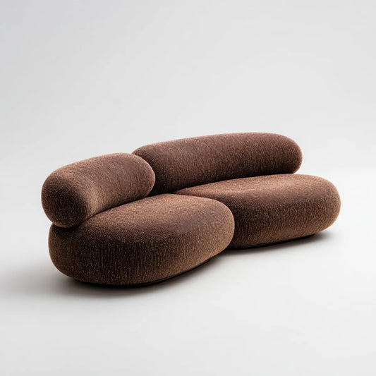 sofa 2-osobowa brązowa z zakrzywionego poliestru o kształcie 200 x 105 x 72 cm