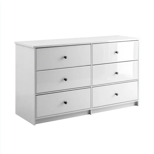 Komoda, Komora z 6 szufladami Biała 120 x 40 x 75 cm Prostokątna płyta wiórowa