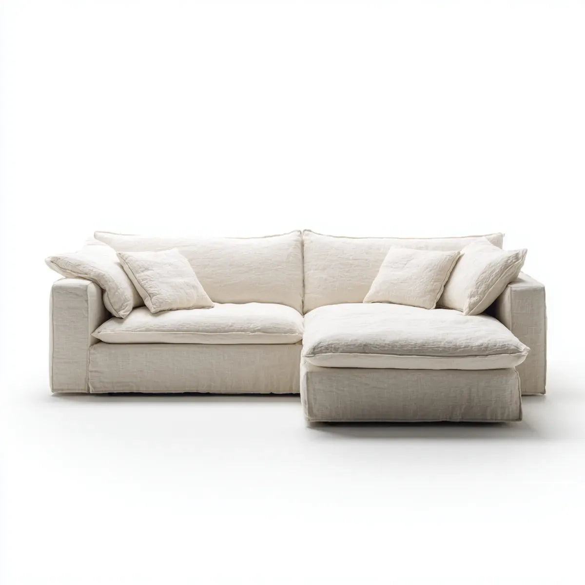 Sofa, Krem do siedzenia 3- fotela 280 x 170 x 85 cm poliester lite drewno kształt L