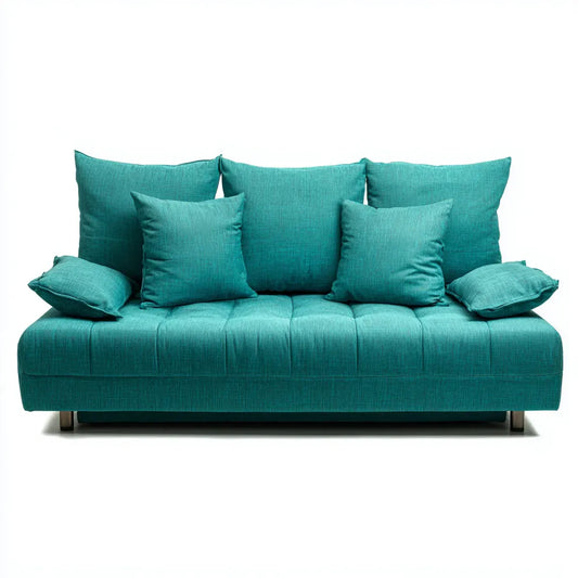 Sofa, 3-kanapa fotela turkusowa 220 x 95 x 85 cm poliestrowy tkanina prostokątna