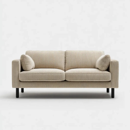 Sofa, 2-osobowa kanapa beżowa z pokrywą z poliestru prostokątnego 180 x 85 x 82 cm